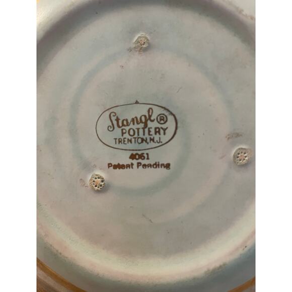 Vintage Stangl Pottery 4061 Ruffled Gold/Aqua large Candy Dish 8x8x1.75” USA - Picture 3 of 7